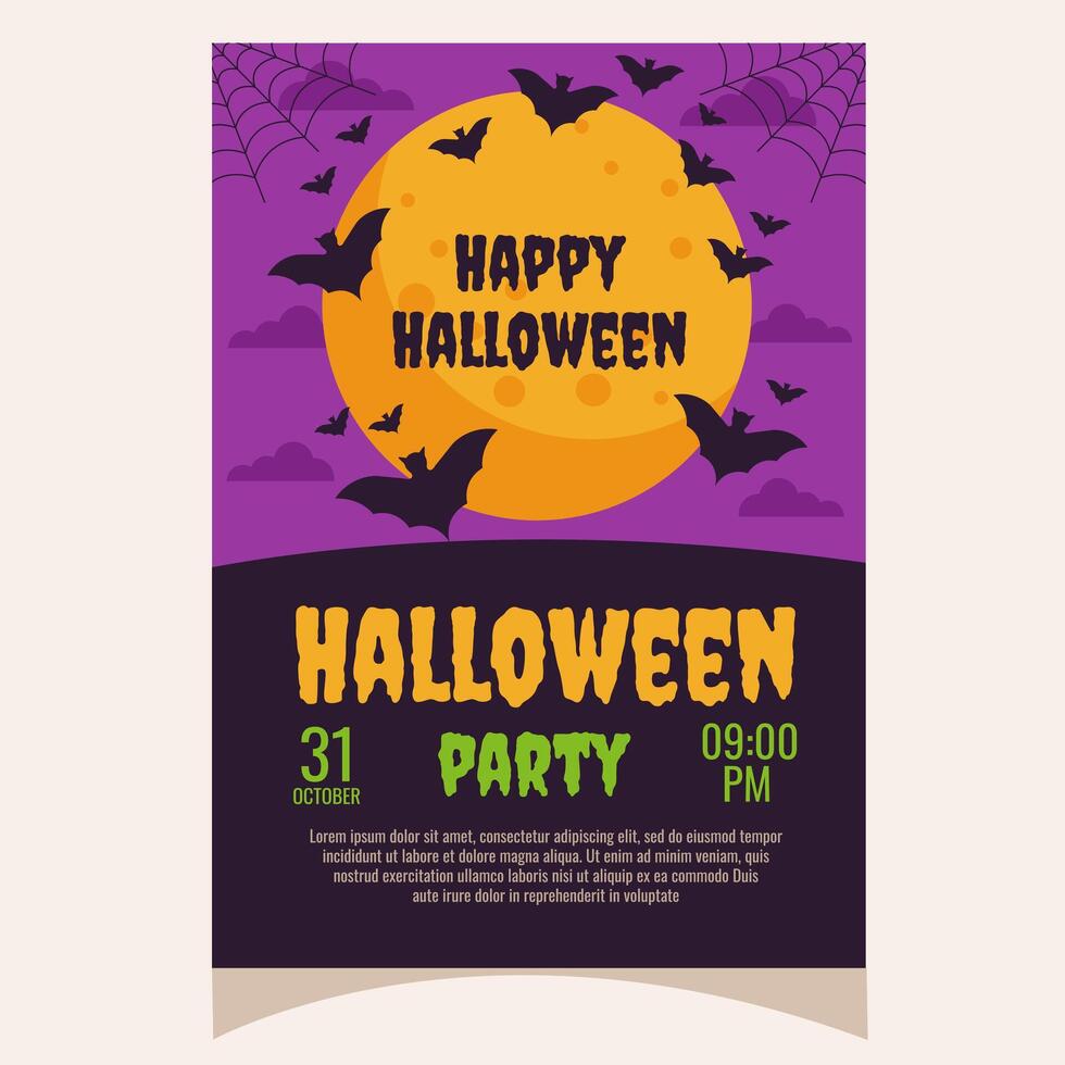 Halloween party invitation, poster.Template for greeting cards, background, cover, sale banner, flyer, advertising, web, social media. vector
