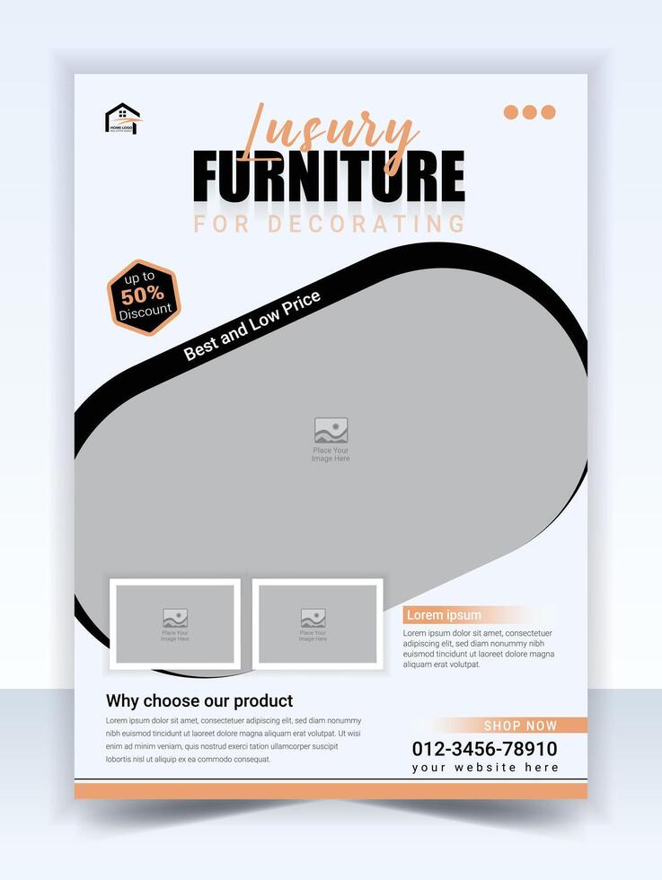 Furniture sale promotion flyer template design vector