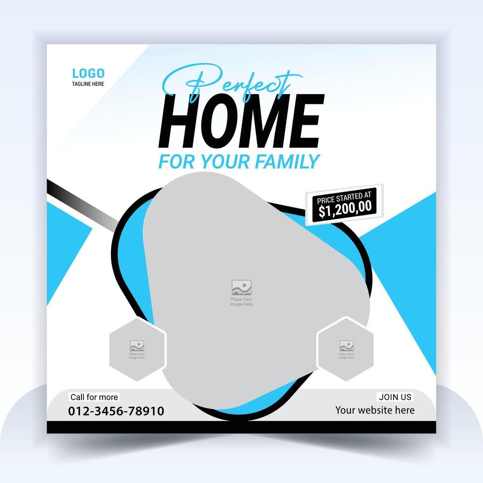 Real Estate Social Media Post Template, Editable Post Template Social Media Banners. vector