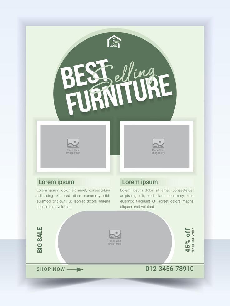 Furniture sale promotion flyer template design vector