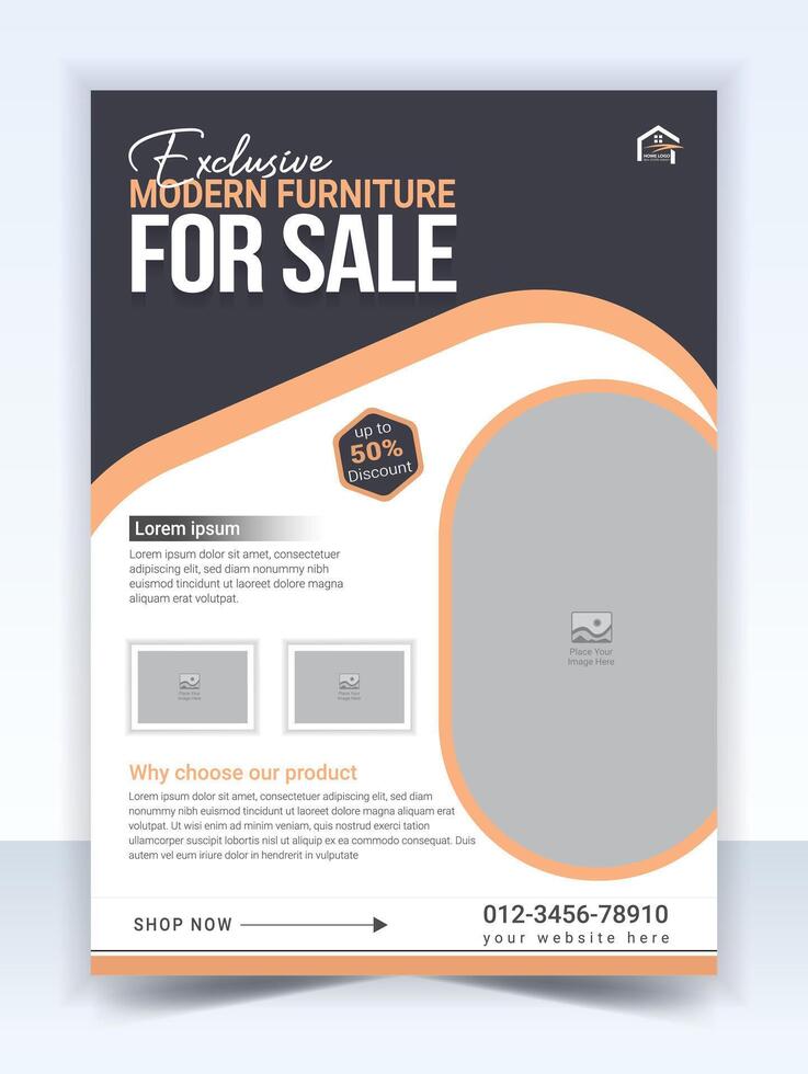 Furniture sale promotion flyer template design vector
