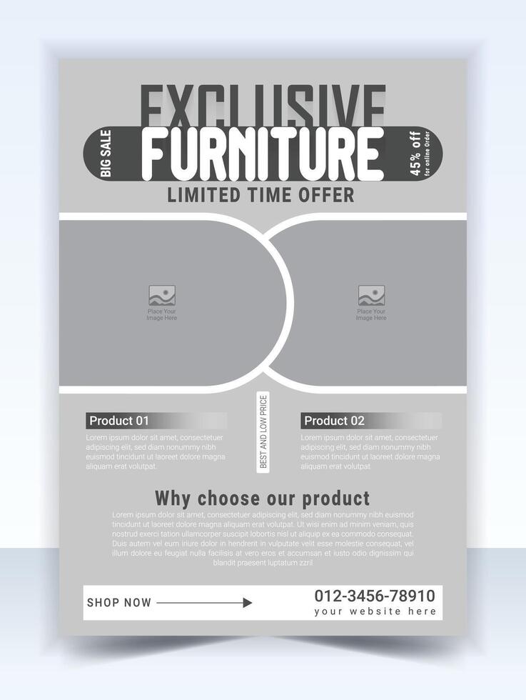 Furniture sale promotion flyer template design vector