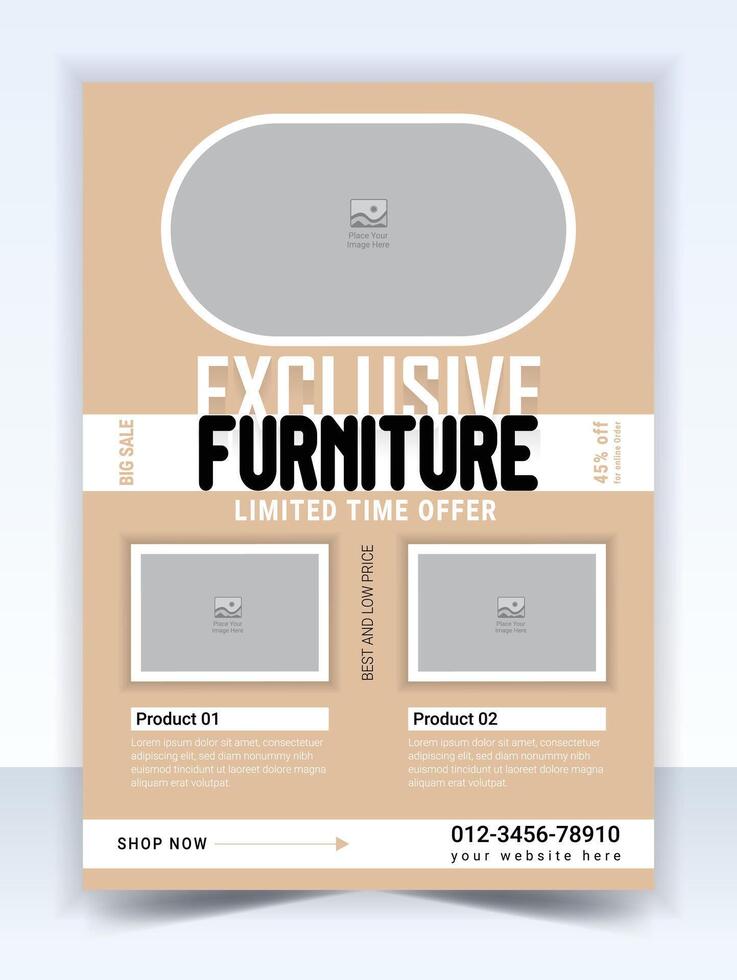 Furniture sale promotion flyer template design vector