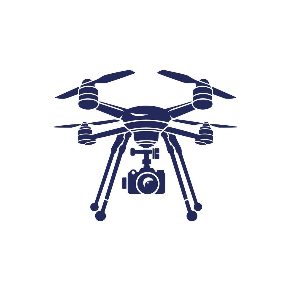 a blue and white drone icon on a white background vector