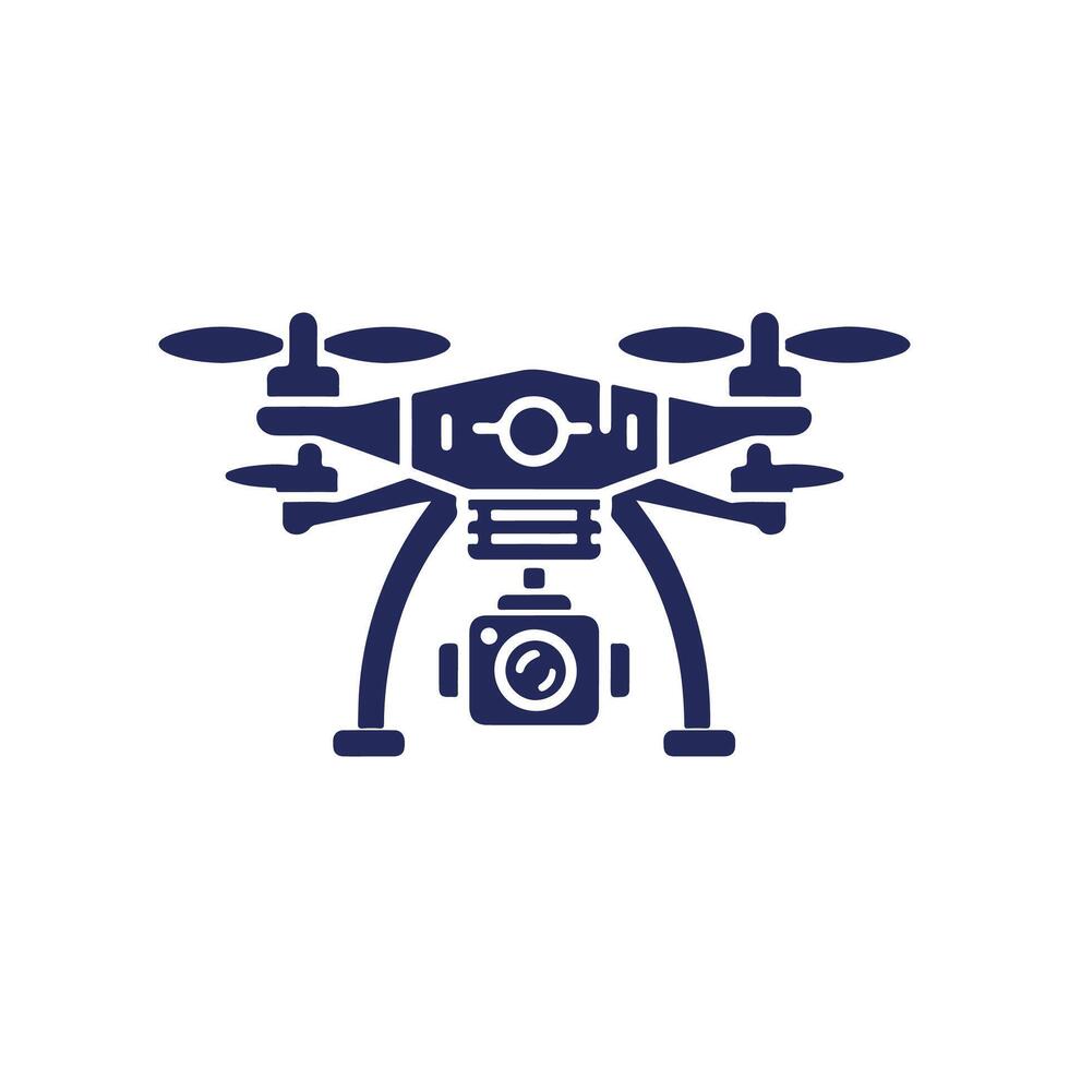 a blue and white drone icon on a white background vector