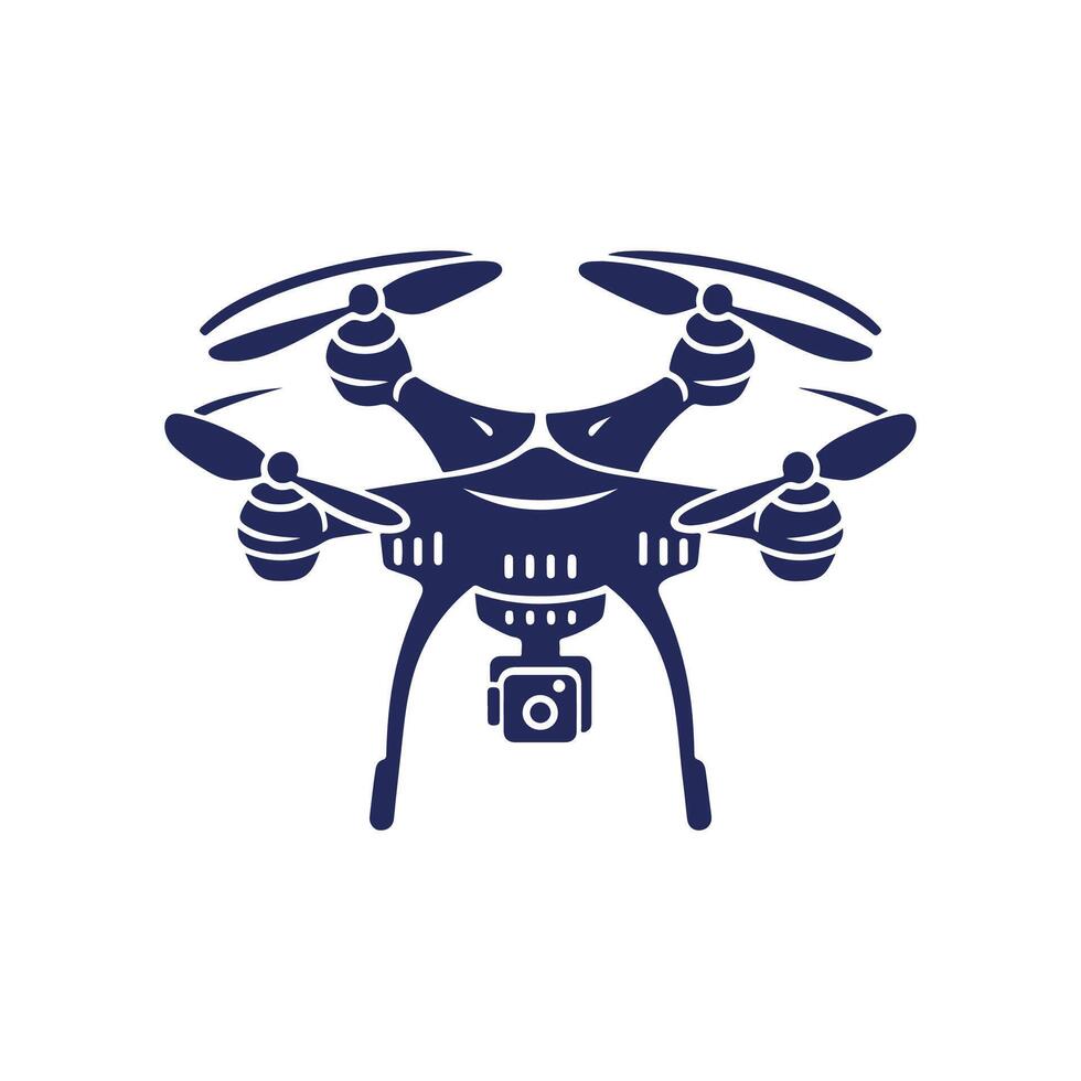 a blue and white drone icon on a white background vector