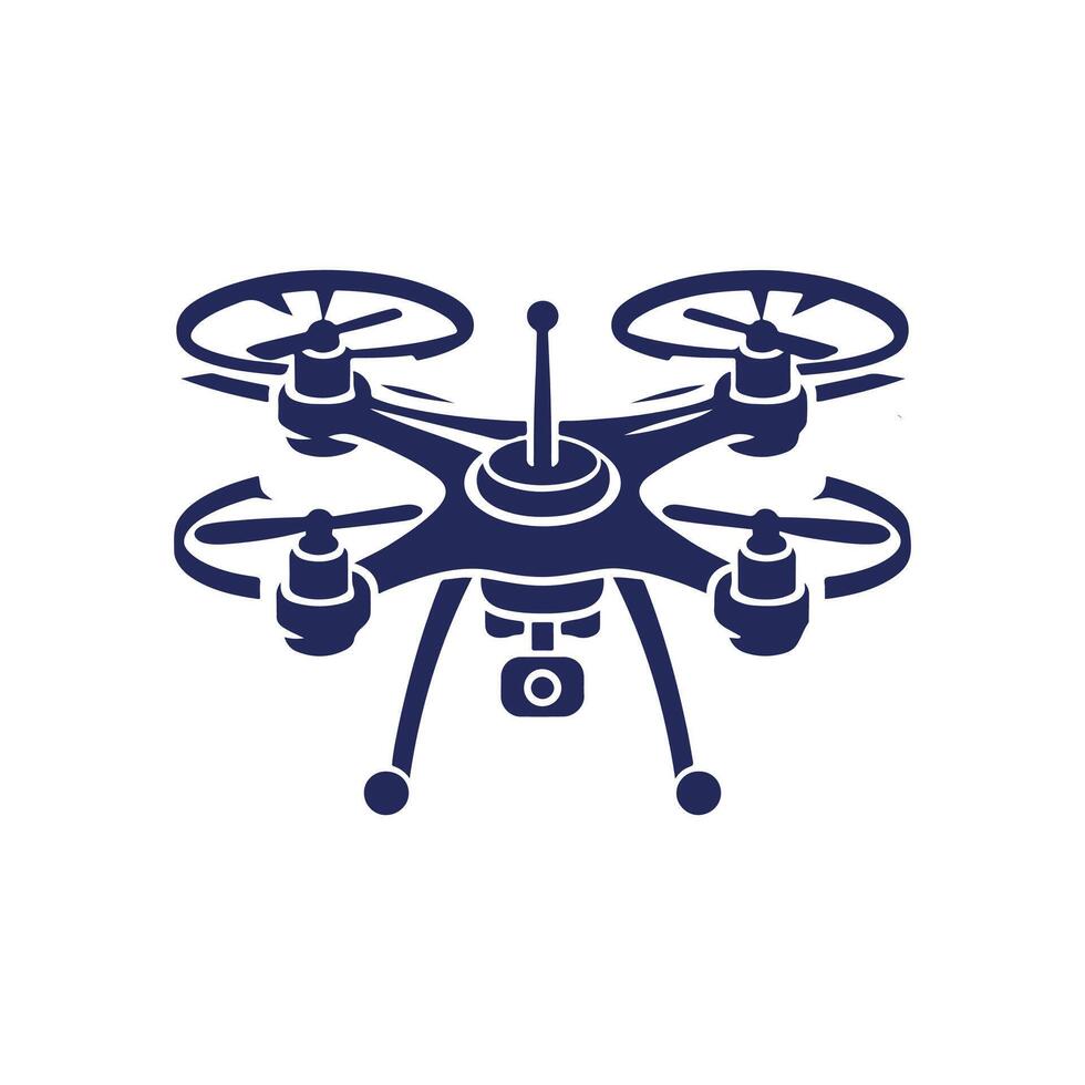 a blue and white drone icon on a white background vector