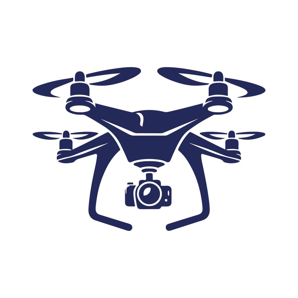 a blue and white drone icon on a white background vector