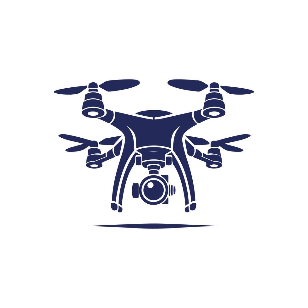 a blue and white drone icon on a white background vector