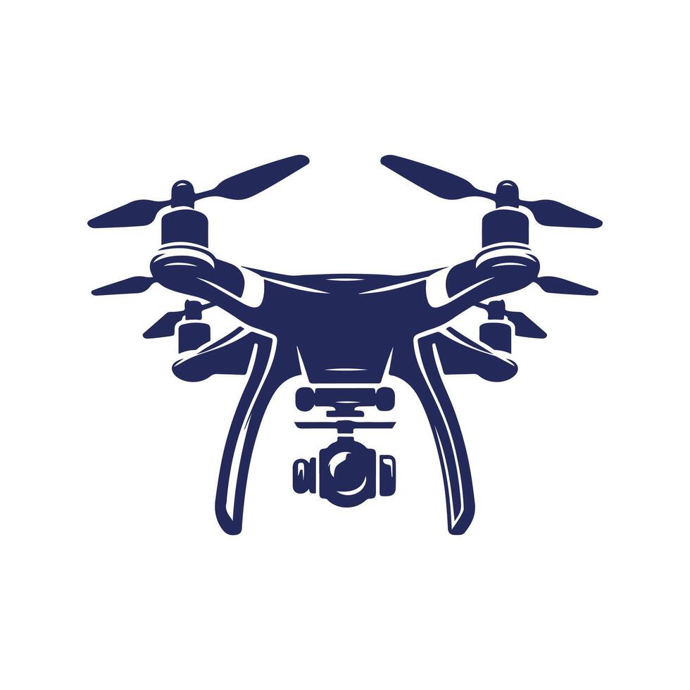 a blue and white drone icon on a white background vector