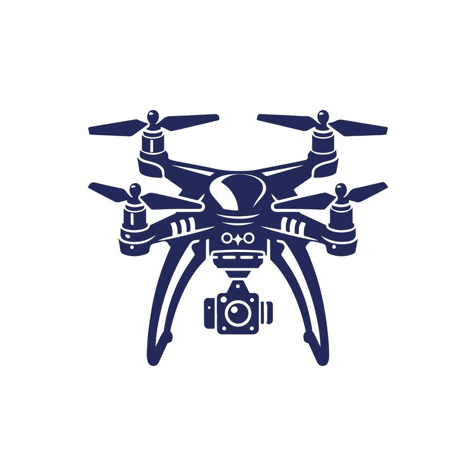 a blue and white drone icon on a white background vector