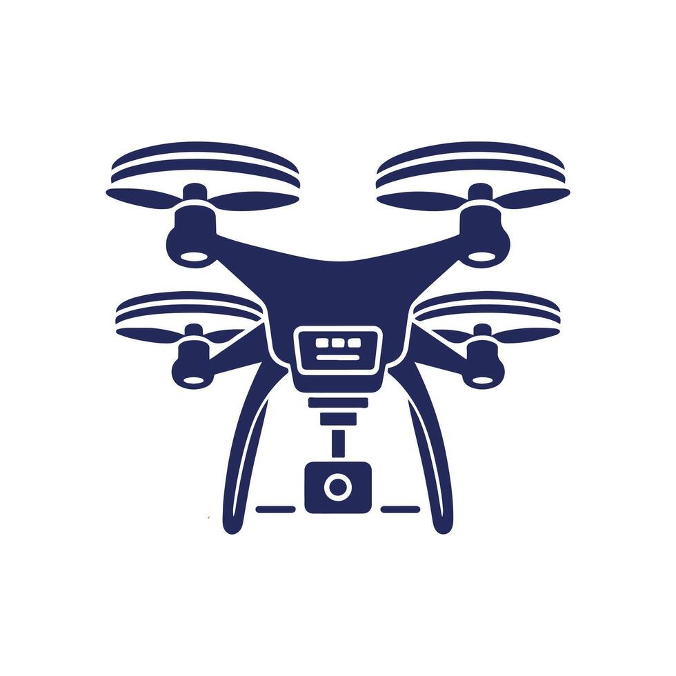 a blue and white drone icon on a white background vector