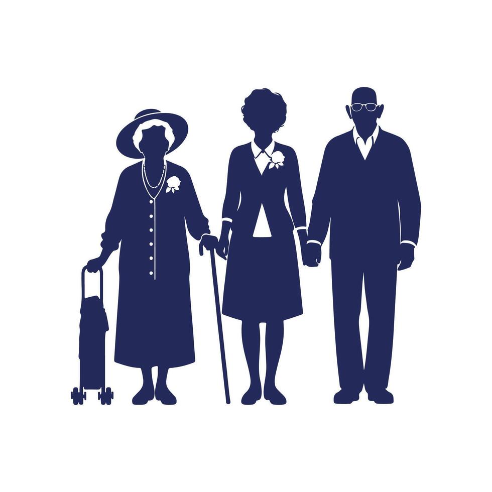 Grandparents silhouette Clip art illustration vector