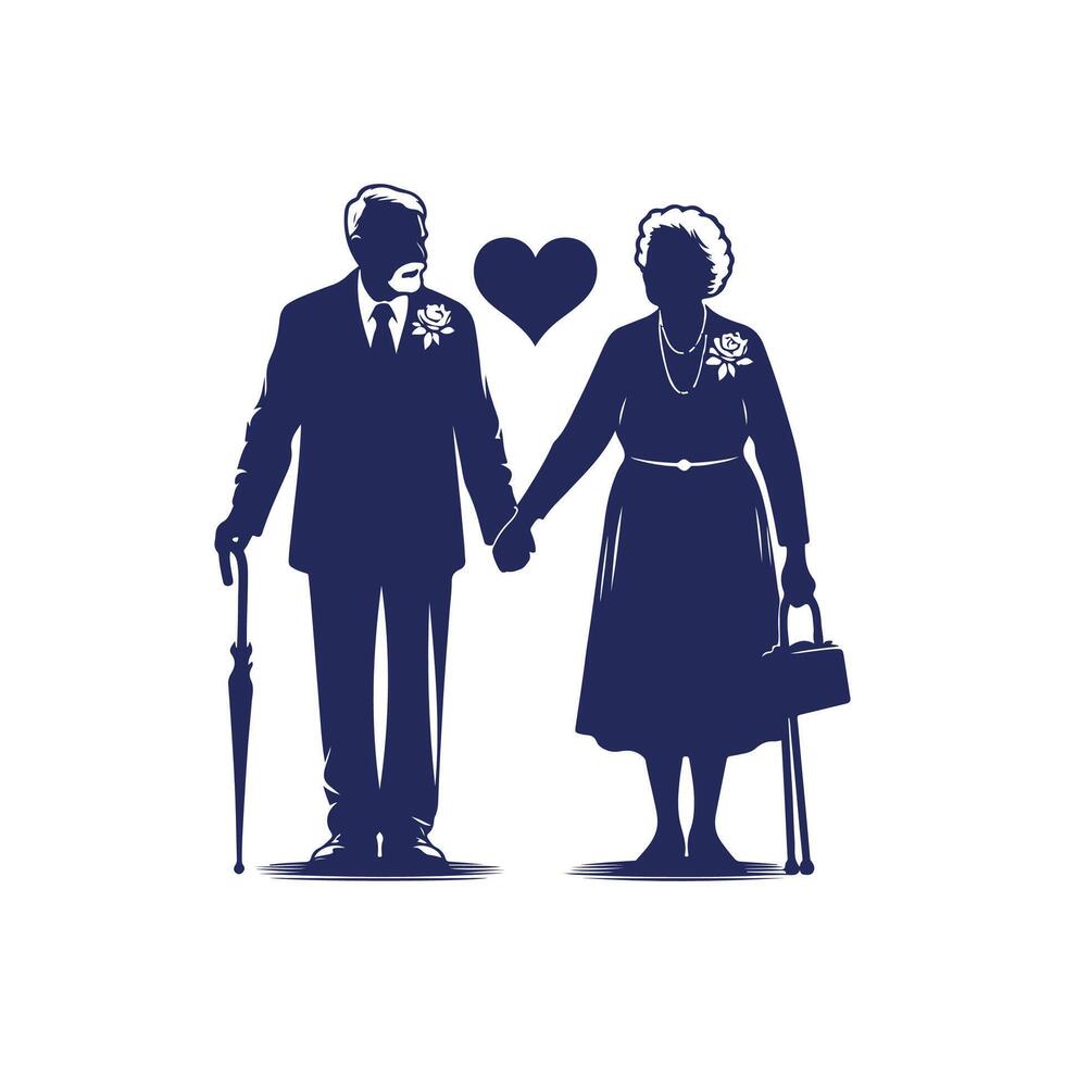 Grandparents silhouette Clip art illustration vector