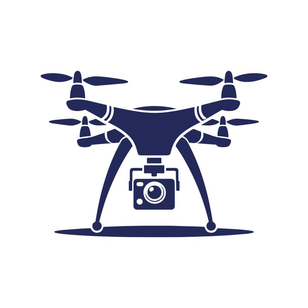 a blue and white drone icon on a white background vector