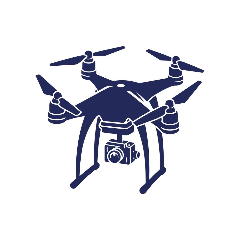 a blue and white drone icon on a white background vector