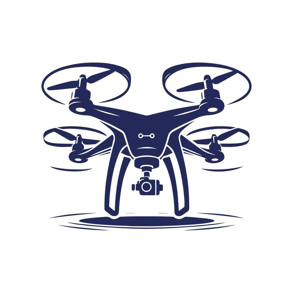 a blue and white drone icon on a white background vector