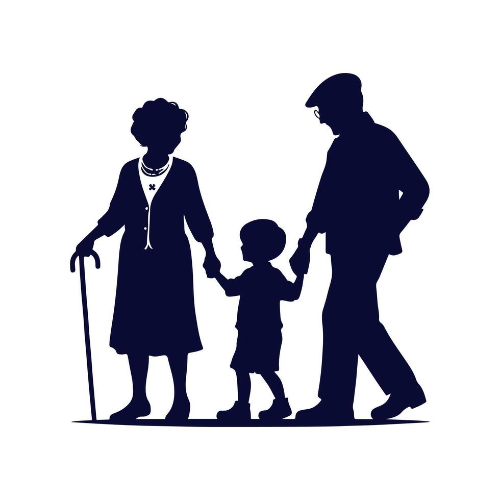 Grandparents silhouette Clip art illustration vector