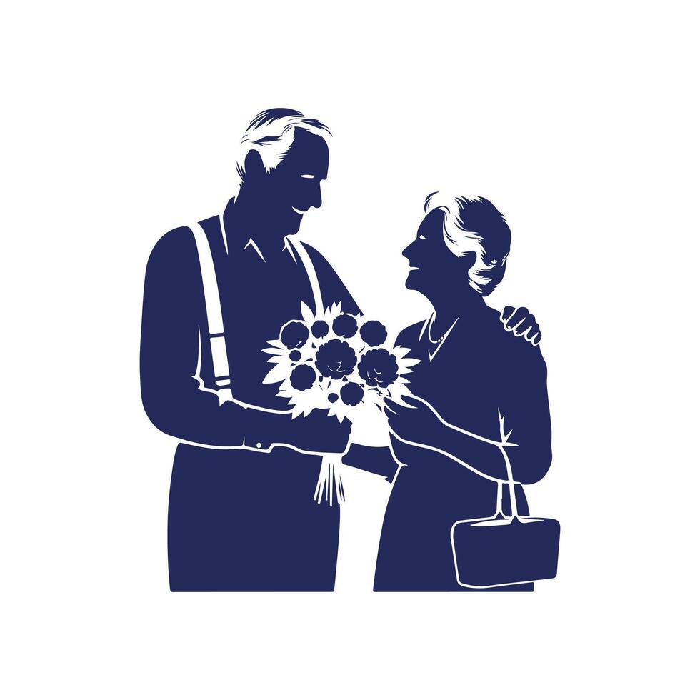 Grandparents silhouette Clip art illustration vector