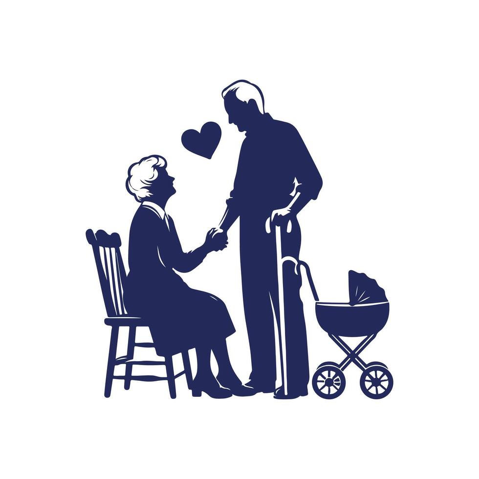 Grandparents silhouette Clip art illustration vector