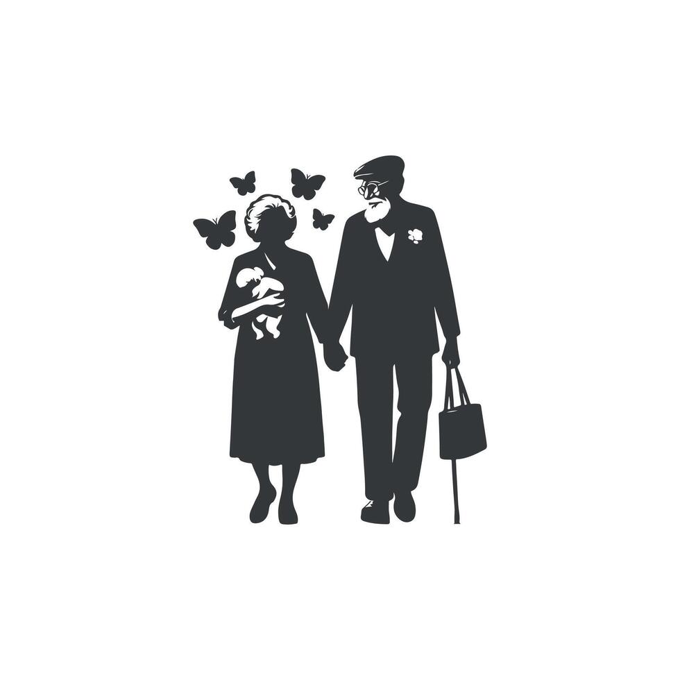 Grandparents silhouette Clip art illustration vector