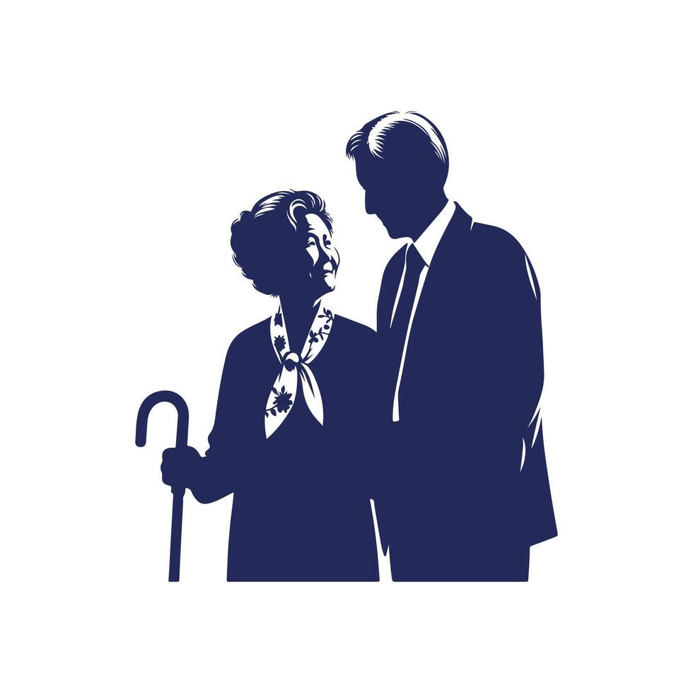 Grandparents silhouette Clip art illustration vector