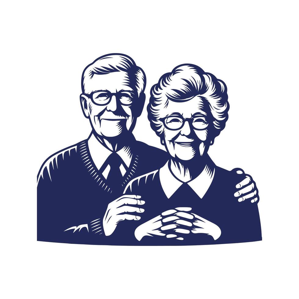 Grandparents silhouette Clip art illustration vector
