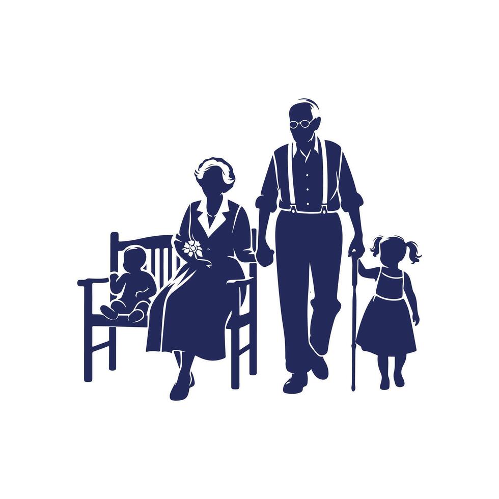 Grandparents silhouette Clip art illustration vector