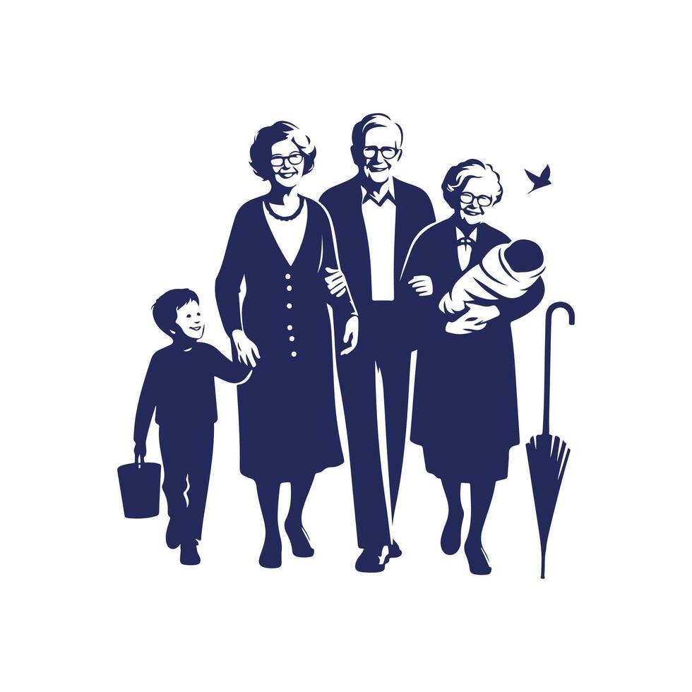 Grandparents silhouette Clip art illustration vector