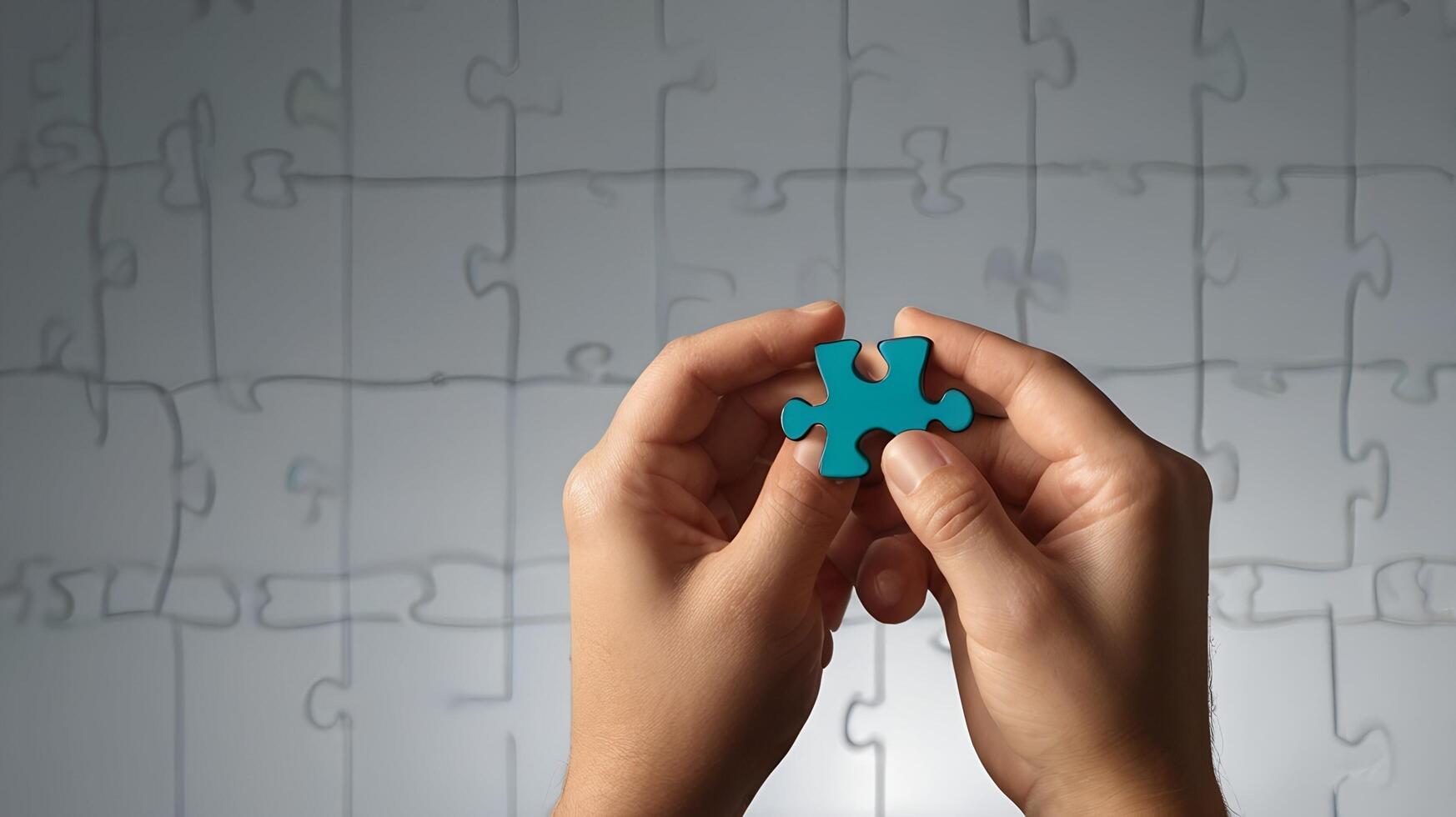 Hands holding puzzle business problem solving concept photo