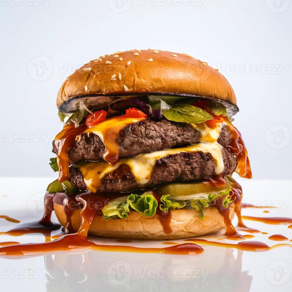 Tasty burger with Beef and Cheese photo