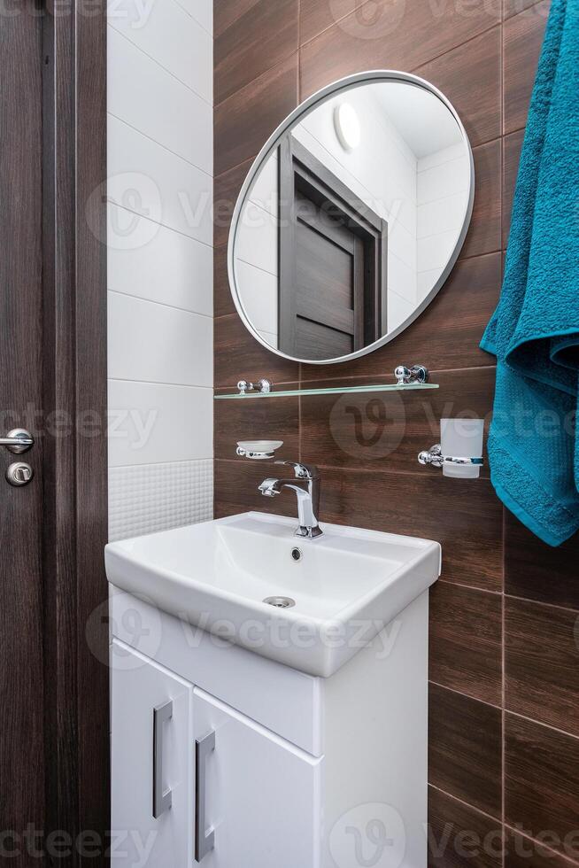 Bathroom with sink and mirror photo