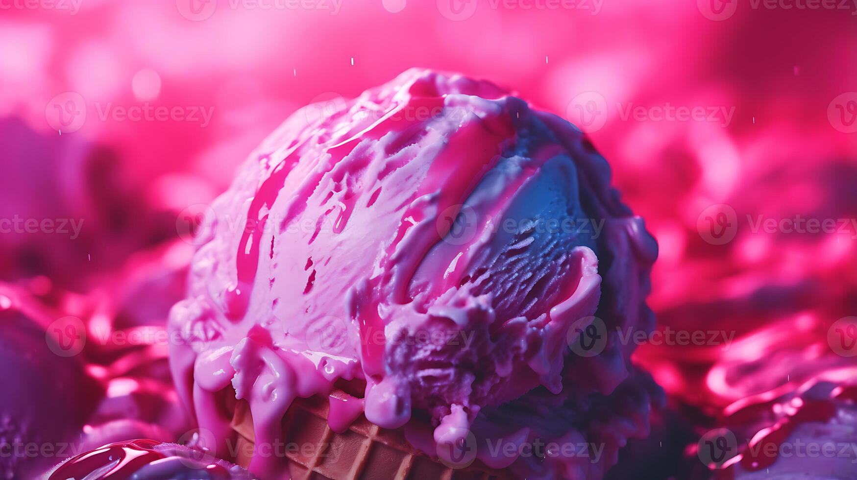 Colorful ice cream in neon colors. Dark background with a close-up. photo