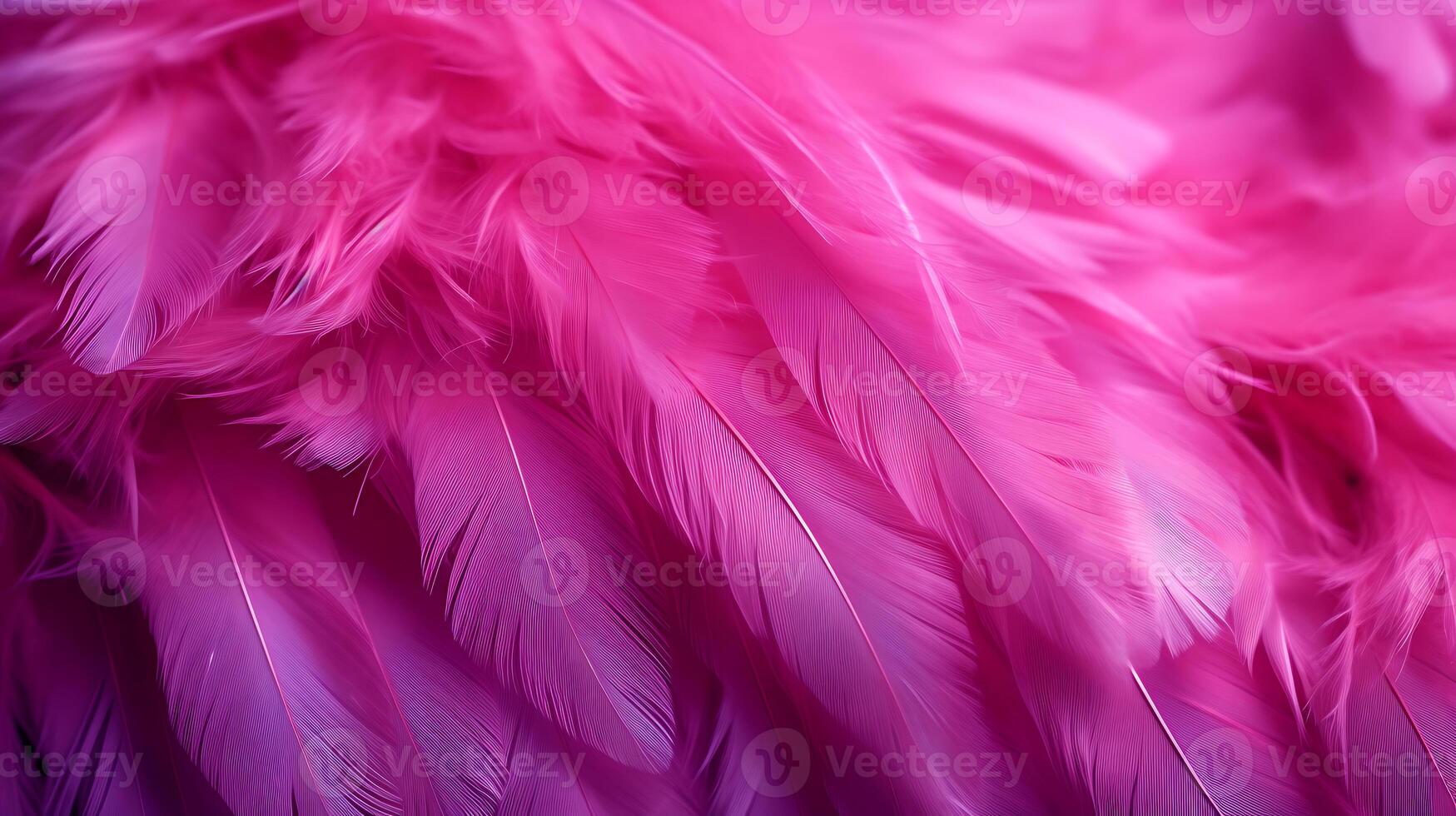 Pink flamingo feathers in neon colors. Fluffy background with a close-up. photo