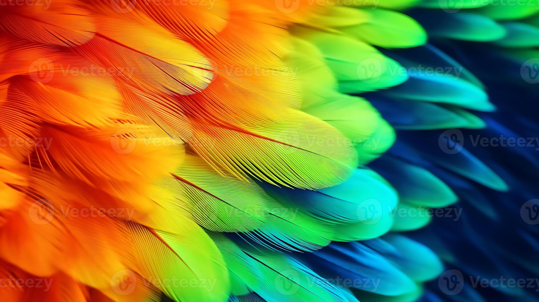 Colorful parrot in neon colors. Dark background with a close-up. photo