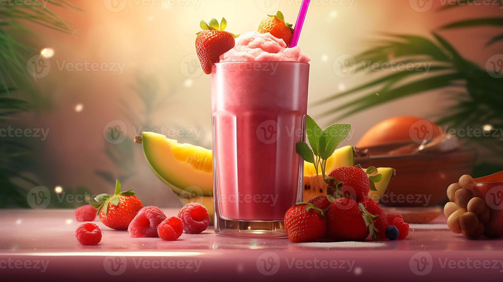 Delicious red berry smoothie. photo