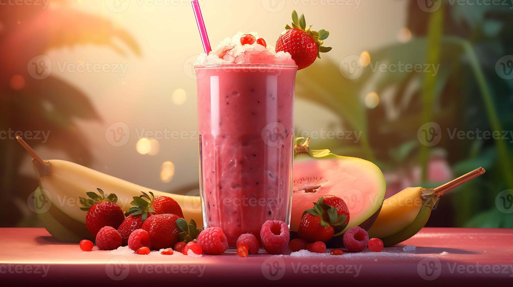 Delicious red berry smoothie. photo