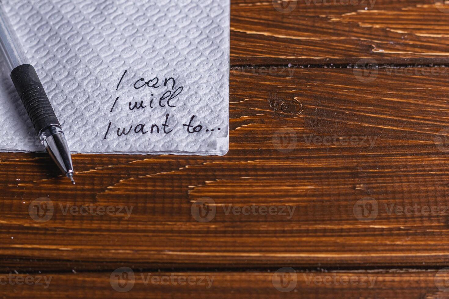Hand written note on napkin photo