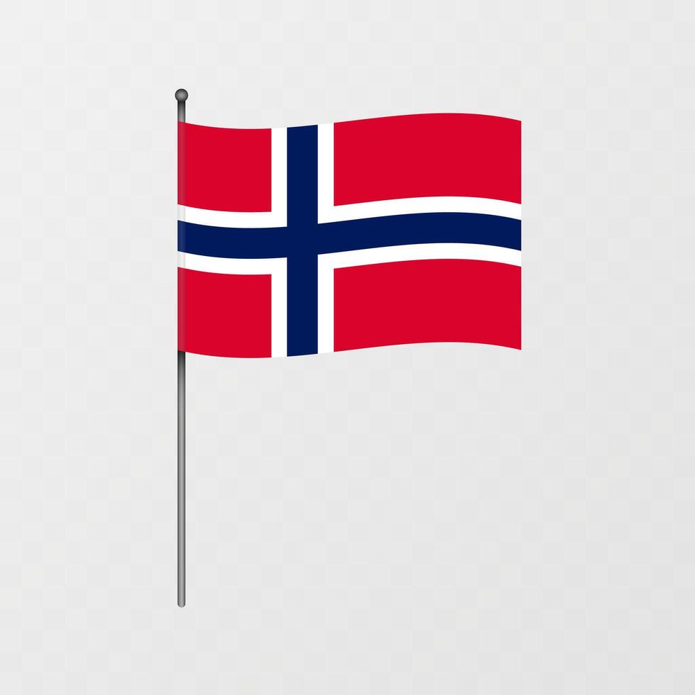 Norway flag on flagpole. illustration. vector