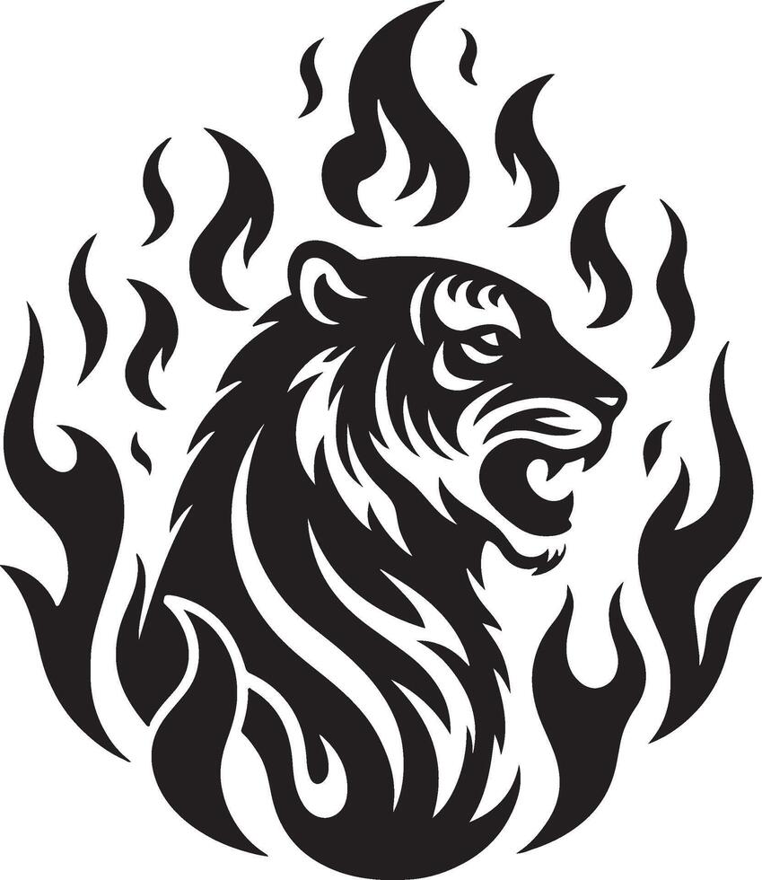 Powerful Tiger Silhouette Line Art Set for Wildlife Design Projects vector