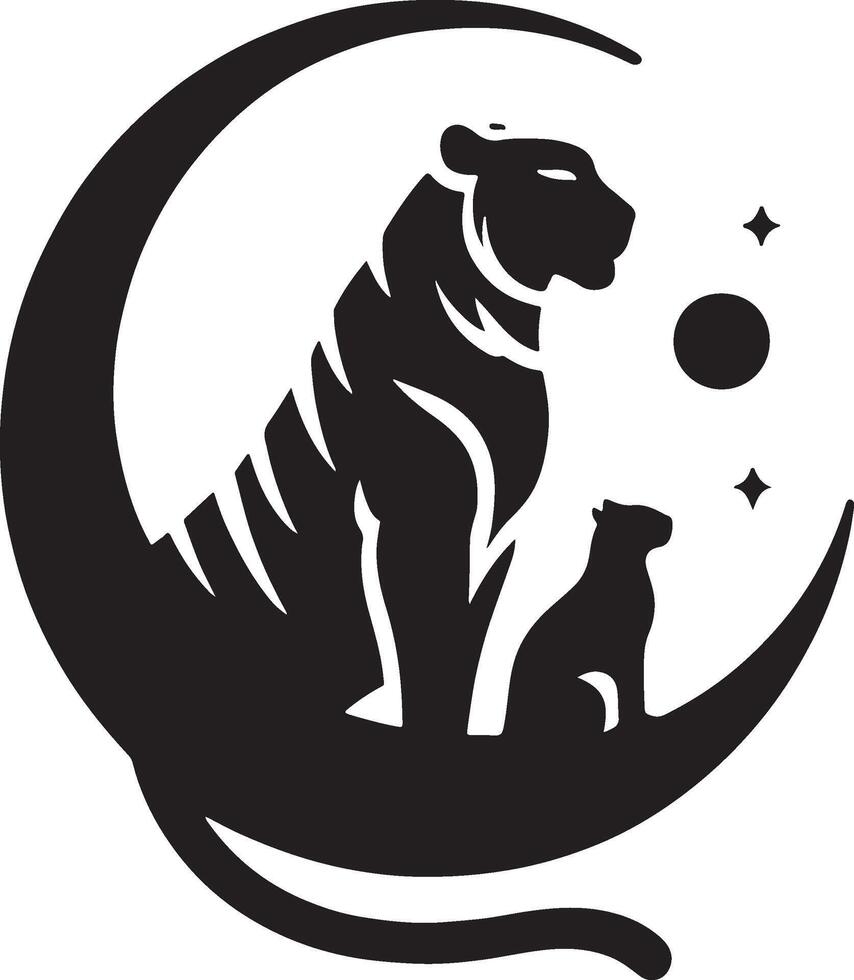 Powerful Tiger Silhouette Line Art Set for Wildlife Design Projects vector