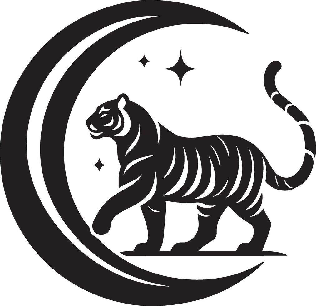 Powerful Tiger Silhouette Line Art Set for Wildlife Design Projects vector