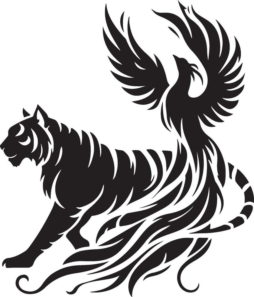 Powerful Tiger Silhouette Line Art Set for Wildlife Design Projects vector