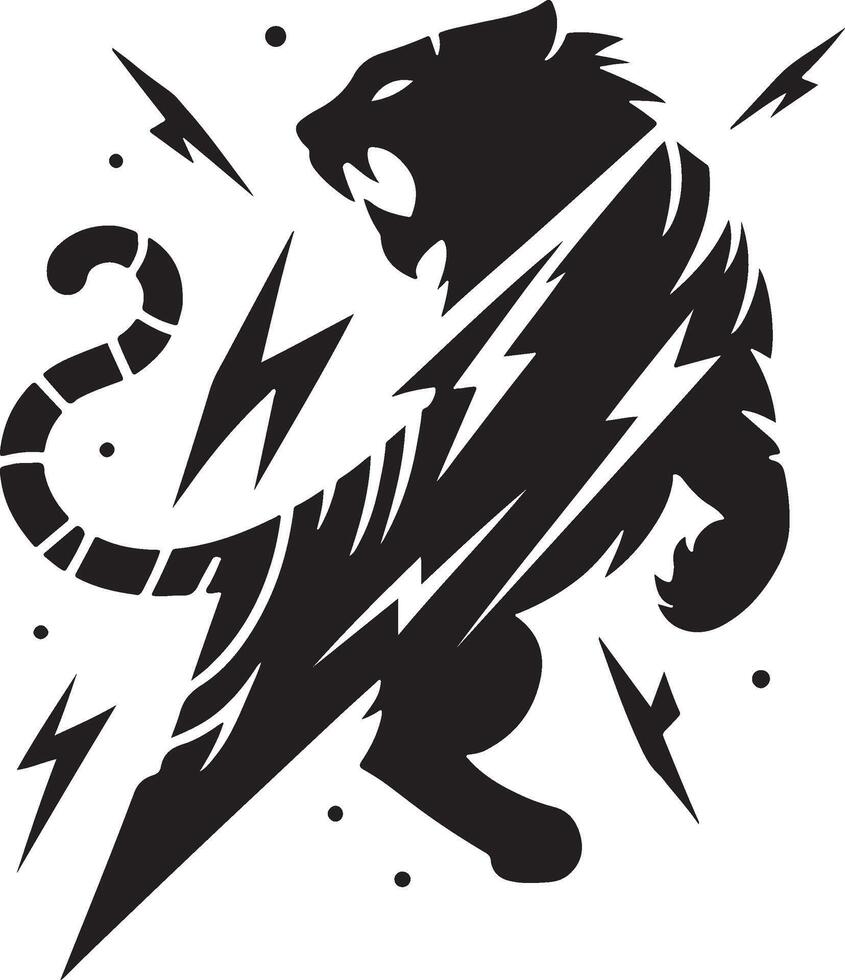 Powerful Tiger Silhouette Line Art Set for Wildlife Design Projects vector