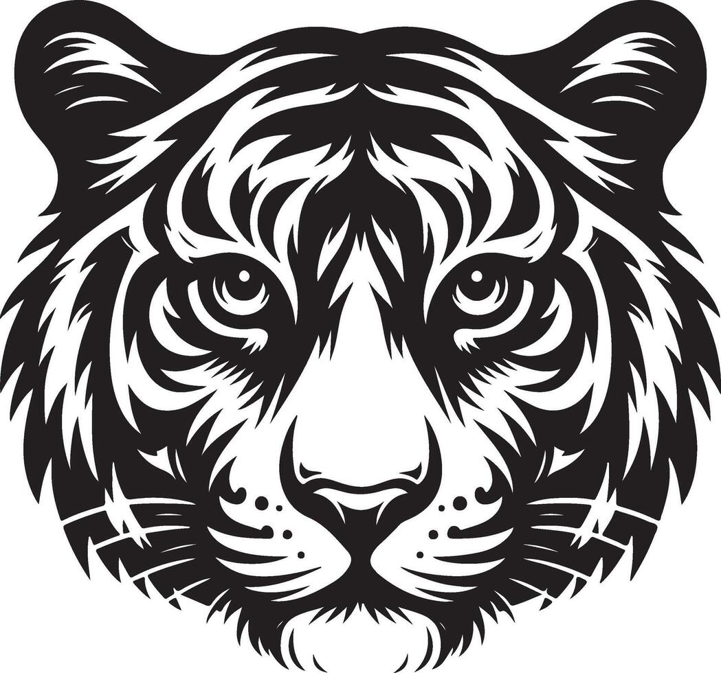 Powerful Tiger Silhouette Line Art Set for Wildlife Design Projects vector