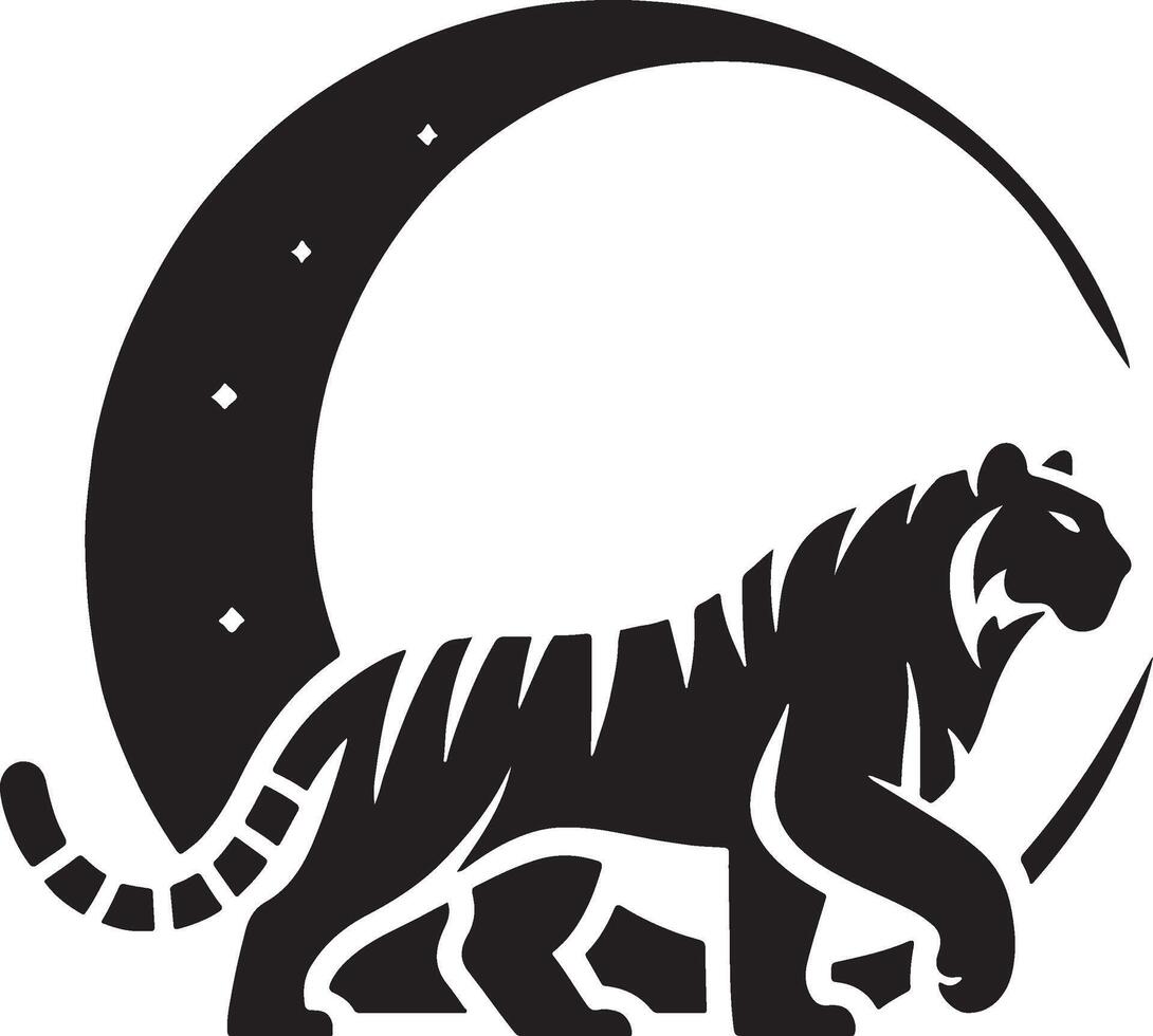 Powerful Tiger Silhouette Line Art Set for Wildlife Design Projects vector