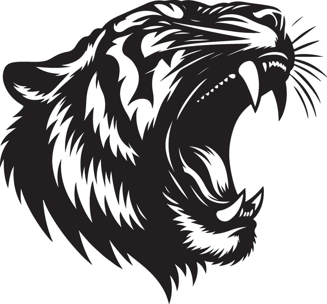 Powerful Tiger Silhouette Line Art Set for Wildlife Design Projects vector