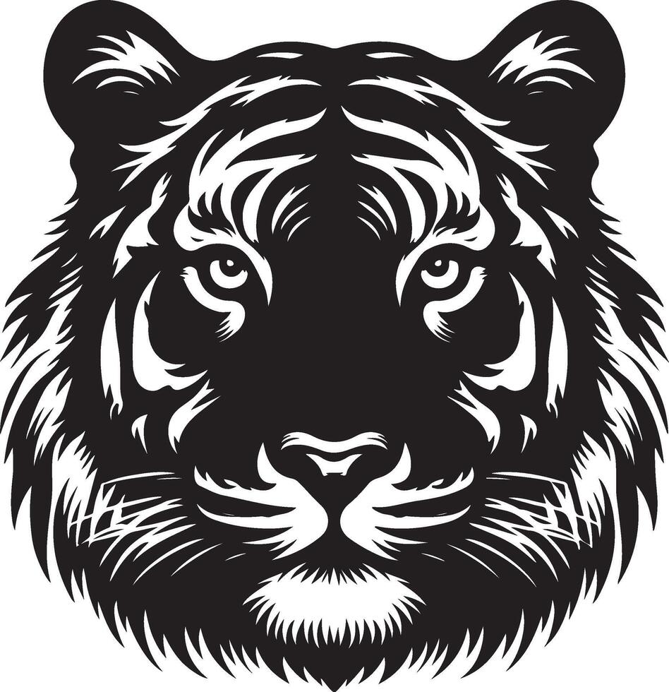 Powerful Tiger Silhouette Line Art Set for Wildlife Design Projects vector