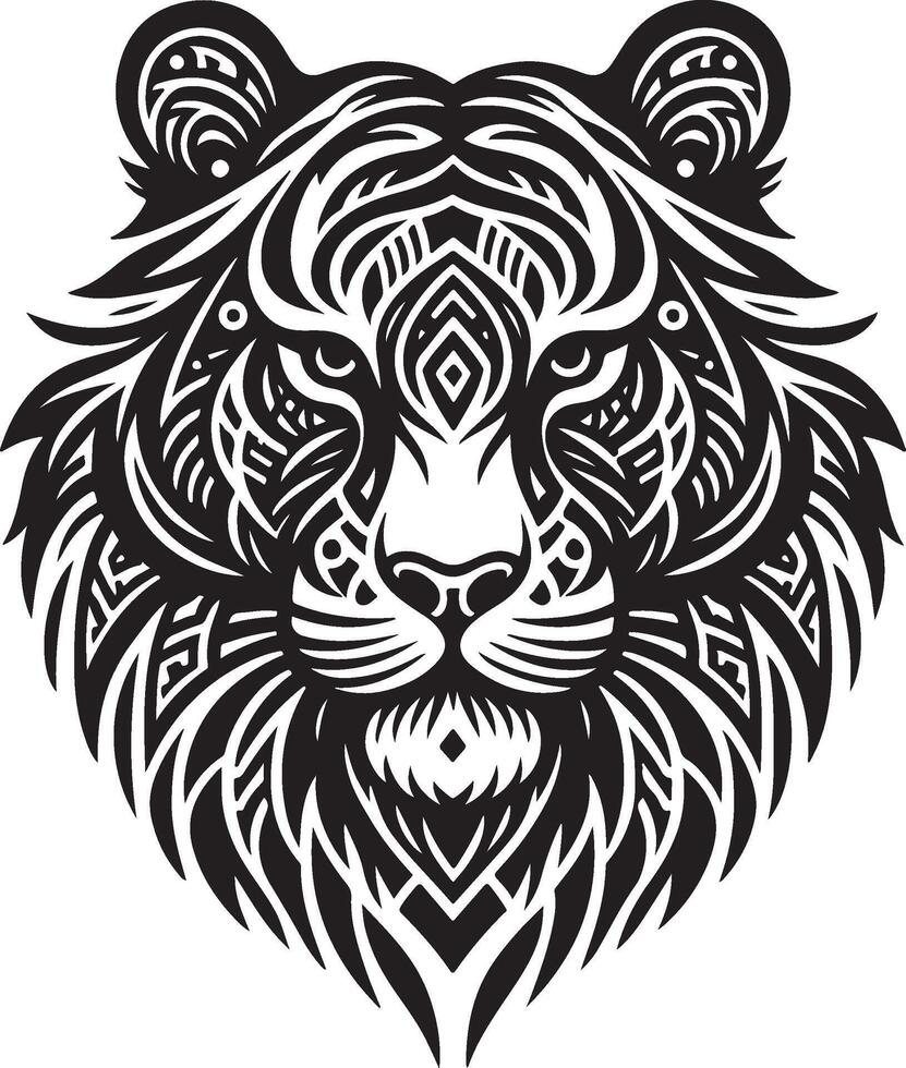 Powerful Tiger Silhouette Line Art Set for Wildlife Design Projects vector