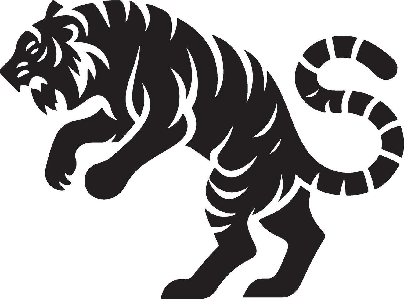 Powerful Tiger Silhouette Line Art Set for Wildlife Design Projects vector